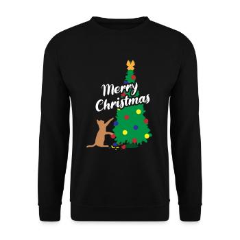 Cat Fun Christmas Tree Festive Mischief - Unisex Sweatshirt - black - Front - Alina (178cm) & Michal (187cm)
