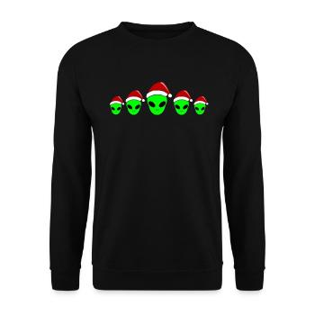 Alien Weihnachten Grüne Mütze Lustiges Geschenk - Unisex Pullover - Schwarz - Vorne - Alina (178cm) & Michal (187cm)