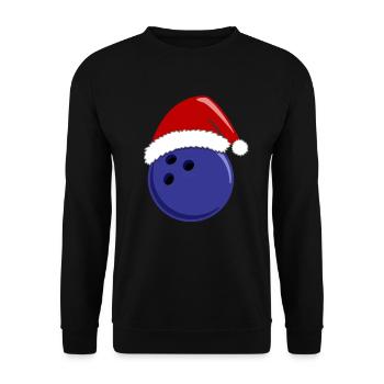 Blue Bowling Ball Festive Santa Hat - Unisex Sweatshirt - black - Front - Alina (178cm) & Michal (187cm)