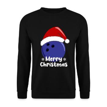 Merry Christmas Bowling Joy Blue Ball - Unisex Sweatshirt - black - Front - Alina (178cm) & Michal (187cm)
