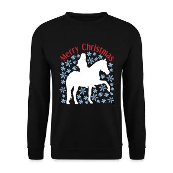 Christmas Girl Horse Snow Motif - Unisex Sweatshirt - black - Front - Alina (178cm) & Michal (187cm)