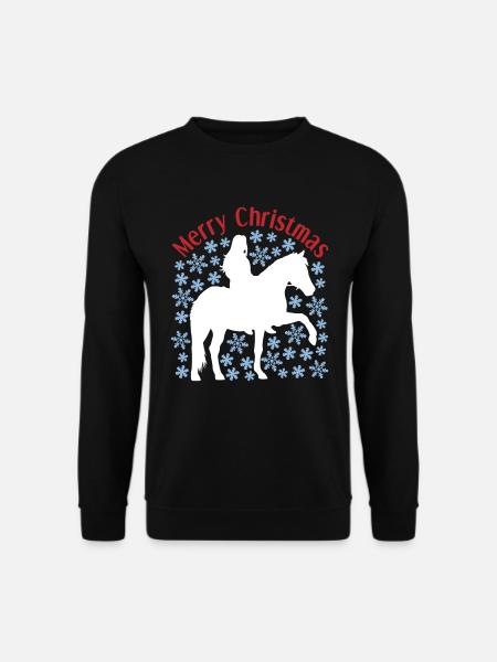 Weihnachtliches Mädchen-Pferd-Schnee Motiv - Unisex Pullover - Schwarz