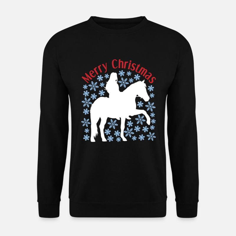 Weihnachtliches Mädchen-Pferd-Schnee Motiv - Unisex Pullover - Schwarz