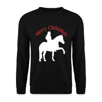 Weihnachtsfreude Mädchen und Pferd - Unisex Pullover - Schwarz - Vorne - Alina (178cm) & Michal (187cm)
