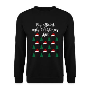 Lustiger Weihnachtswald Weihnachtsshirt - Unisex Pullover - Schwarz - Vorne - Alina (178cm) & Michal (187cm)