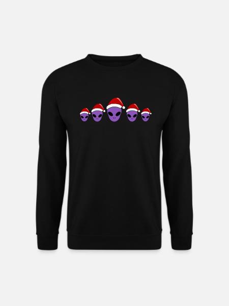 Weihnachtliche Alien Köpfe Lustiges Geschenk - Unisex Pullover - Schwarz