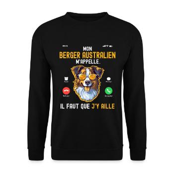 Berger Australien m'appelle Chien Humour Homme Fan - Sweat-shirt Unisexe - noir - Devant - Alina (178cm) & Michal (187cm)