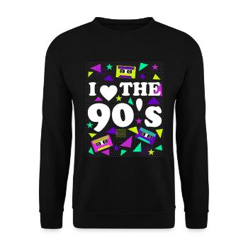 des années 90 amour violet rétro look - Sweat-shirt Unisexe - noir - Devant - Alina (178cm) & Michal (187cm)