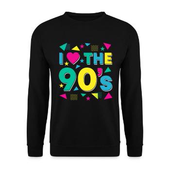 Jaune 90 ' s rétro amour célébration fantaisie - Sweat-shirt Unisexe - noir - Devant - Alina (178cm) & Michal (187cm)