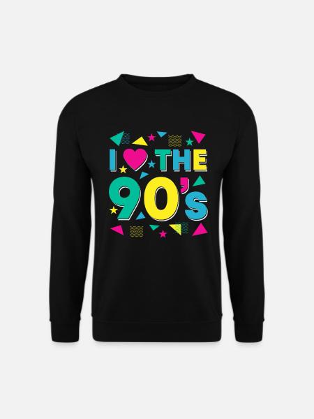 Gelbe 90er Retro Liebe Feier Laune - Unisex Pullover - Schwarz