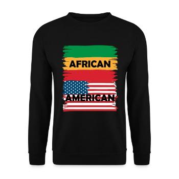 Stolze Afro-Amerik. Flaggen Kunstwerk - Unisex Pullover - Schwarz - Vorne - Alina (178cm) & Michal (187cm)