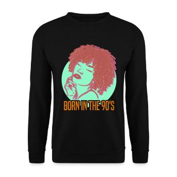 90er Geburtsjahr Ikone Stilbewusst Cool - Unisex Pullover - Schwarz - Vorne - Alina (178cm) & Michal (187cm)