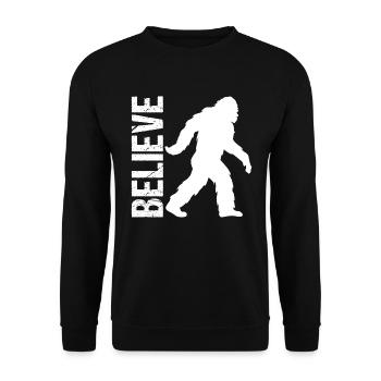Believe Bigfoot Existenz Geheimnis Geschenk - Unisex Pullover - Schwarz - Vorne - Alina (178cm) & Michal (187cm)