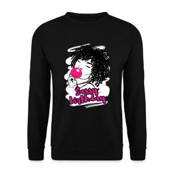 Diva d’anniversaire coquine célébrant - Sweat-shirt Unisexe - noir - Devant - Alina (178cm) & Michal (187cm)