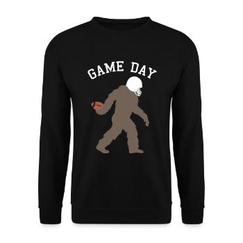 Bigfoot Quarterback Sportler Schattenbild - Unisex Pullover - Schwarz - Vorne - Alina (178cm) & Michal (187cm)