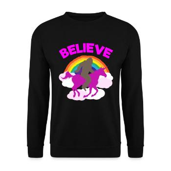 Believe in Magic Unicorn Bigfoot Mix - Unisex Sweatshirt - black - Front - Alina (178cm) & Michal (187cm)