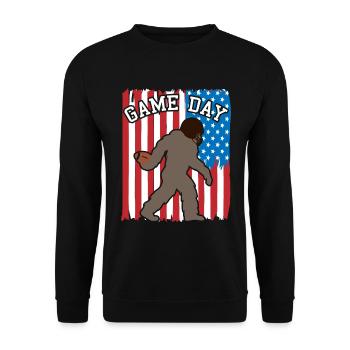 Bigfoot Patriot USA Flagge Hingucker - Unisex Pullover - Schwarz - Vorne - Alina (178cm) & Michal (187cm)