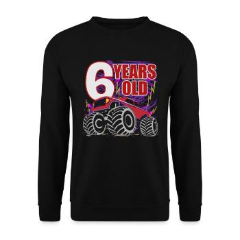 Six Year Old Birthday Monster Truck - Unisex Sweatshirt - black - Front - Alina (178cm) & Michal (187cm)