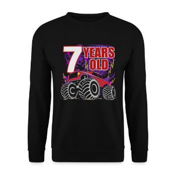 7. Geburtstag Monster Truck Jubel - Unisex Pullover - Schwarz - Vorne - Alina (178cm) & Michal (187cm)