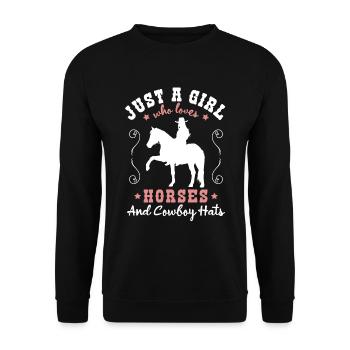 Pferdeliebe - Stilvoller Western-Charme - Unisex Pullover - Schwarz - Vorne - Alina (178cm) & Michal (187cm)