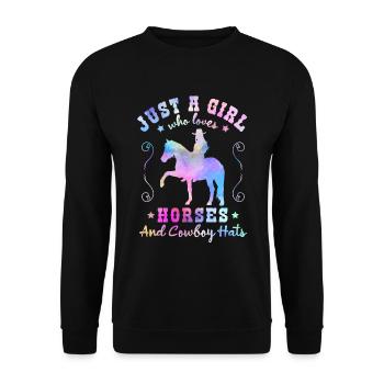 Pferdeliebe - Stilvoller Western-Charme - Unisex Pullover - Schwarz - Vorne - Alina (178cm) & Michal (187cm)