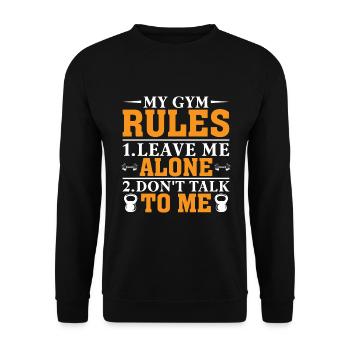 My Gym Rules 1.Leave Me Alone - Unisex Sweatshirt - black - Front - Alina (178cm) & Michal (187cm)