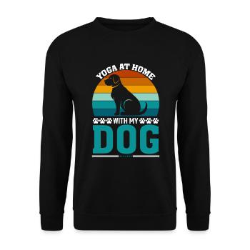 Yoga Zu Hause Mit Meinem Hund - Unisex Pullover - Schwarz - Vorne - Alina (178cm) & Michal (187cm)