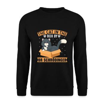 Le chat dans la boîte par le Dr Schrödinger - Sweat-shirt Unisexe - noir - Devant - Alina (178cm) & Michal (187cm)