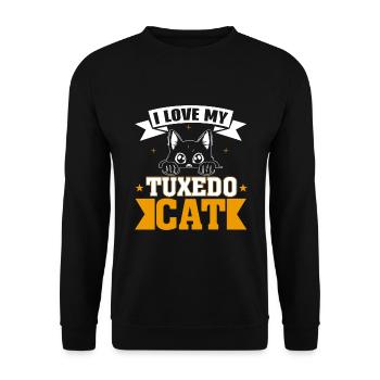 J’adore mon chat smoking - Sweat-shirt Unisexe - noir - Devant - Alina (178cm) & Michal (187cm)