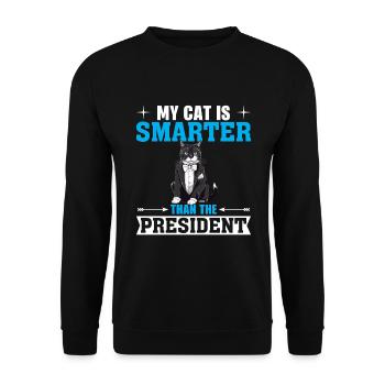 Meine Katze Ist Schlauer Als Der Präsident - Unisex Pullover - Schwarz - Vorne - Alina (178cm) & Michal (187cm)