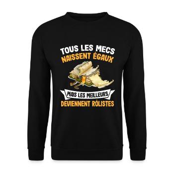 Les Mecs Naissent Rôlistes Homme Jeux de Role JDR - Sweat-shirt Unisexe - noir - Devant - Alina (178cm) & Michal (187cm)