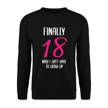 Offiziell Erwachsen - Und nun? - Unisex Pullover - Schwarz - Vorne - Alina (178cm) & Michal (187cm)
