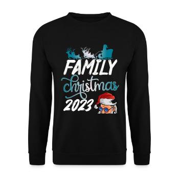 Family Christmas 2023 - Unisex Pullover - Schwarz - Vorne - Alina (178cm) & Michal (187cm)