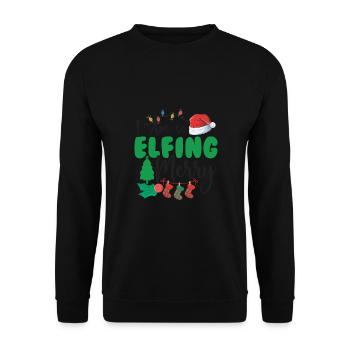 Je suis si joyeux Elfing - Sweat-shirt Unisexe - noir - Devant - Alina (178cm) & Michal (187cm)