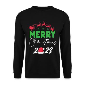 Merry Christmas 2023 - Unisex Pullover - Schwarz - Vorne - Alina (178cm) & Michal (187cm)