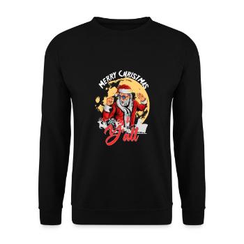 Merry Christmas Y'all - Unisex Pullover - Schwarz - Vorne - Alina (178cm) & Michal (187cm)