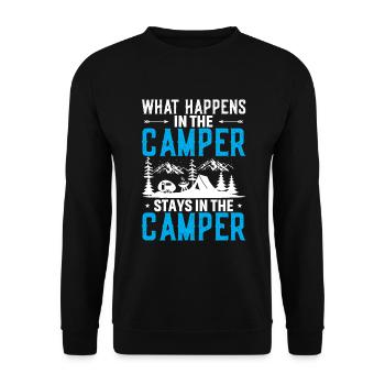 Ce qui se passe dans le camping-car reste dans le camping-car - Sweat-shirt Unisexe - noir - Devant - Alina (178cm) & Michal (187cm)