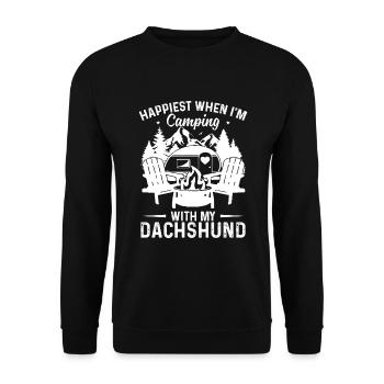 Je suis le plus heureux en camping avec mon D - Sweat-shirt Unisexe - noir - Devant - Alina (178cm) & Michal (187cm)