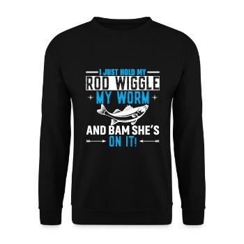 I'm just holding my rod, wiggling the worm and - Unisex Sweatshirt - black - Front - Alina (178cm) & Michal (187cm)