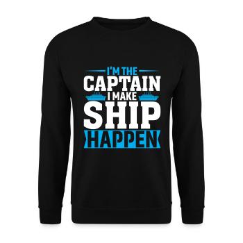 Ich Bin Der Kapitän, Ich Bringe Das Schiff Zum Lau - Unisex Pullover - Schwarz - Vorne - Alina (178cm) & Michal (187cm)