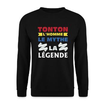 Cadeau Super Tonton Anniversaire Futur Tonton - Sweat-shirt Unisexe - noir - Devant - Alina (178cm) & Michal (187cm)