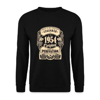 70. Geburtstag, Geschenk, Legende, Original, 1954 - Unisex Pullover - Schwarz - Vorne - Alina (178cm) & Michal (187cm)