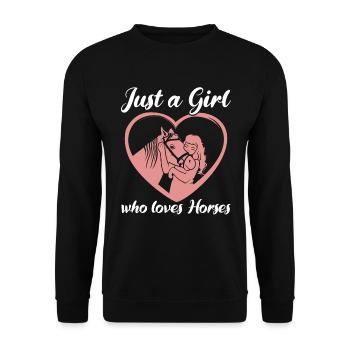 Coeur de la jeune fille Amour Cheval - Sweat-shirt Unisexe - noir - Devant - Alina (178cm) & Michal (187cm)