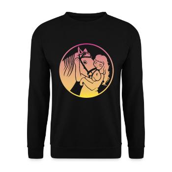 Étreinte radieuse du cheval harmonieuse - Sweat-shirt Unisexe - noir - Devant - Alina (178cm) & Michal (187cm)
