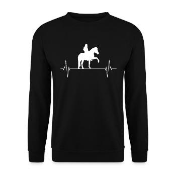 Reiterherz Pferdeliebe Lebensfreude Pur - Unisex Pullover - Schwarz - Vorne - Alina (178cm) & Michal (187cm)