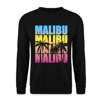 Malibu Sommer Vibes Tropenflair - Unisex Pullover - Schwarz - Vorne - Alina (178cm) & Michal (187cm)
