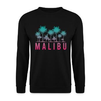 Malibu Palmen Silhouette Sommerflair - Unisex Pullover - Schwarz - Vorne - Alina (178cm) & Michal (187cm)