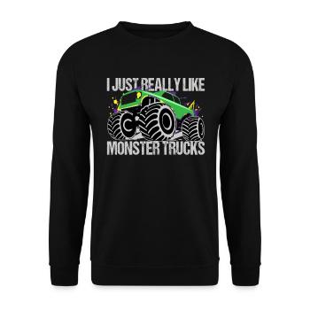 Green-Violet Monster Truck Showdown - Unisex Sweatshirt - black - Front - Alina (178cm) & Michal (187cm)