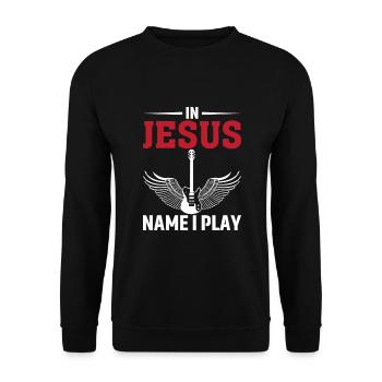 Au nom de Jésus, je joue - Sweat-shirt Unisexe - noir - Devant - Alina (178cm) & Michal (187cm)