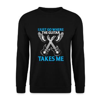 Ich Gehe Einfach Dorthin, Wo Die Gitarre Mich - Unisex Pullover - Schwarz - Vorne - Alina (178cm) & Michal (187cm)